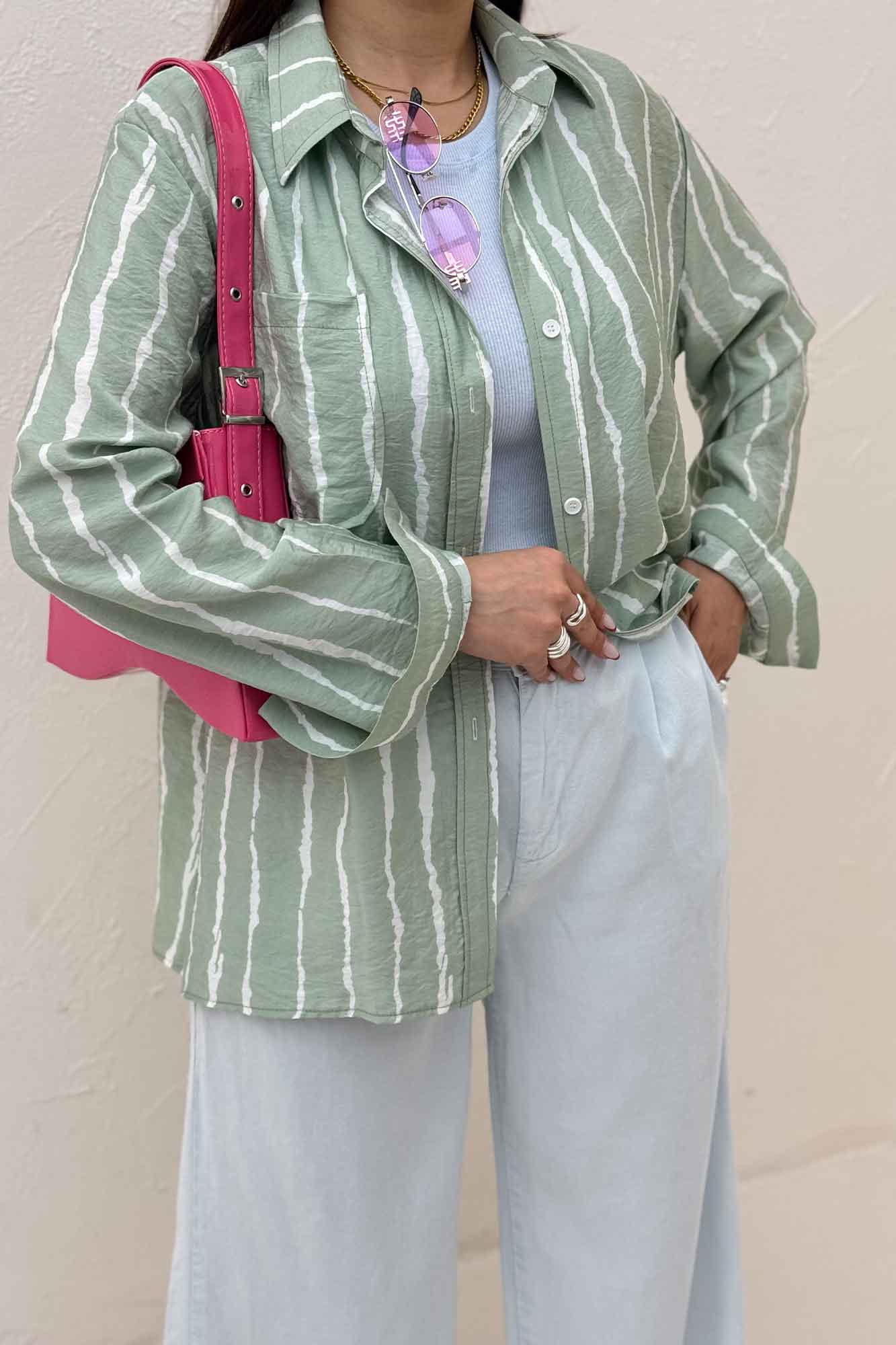 شومیز مانتویی ترک پشت دکمه PERRY