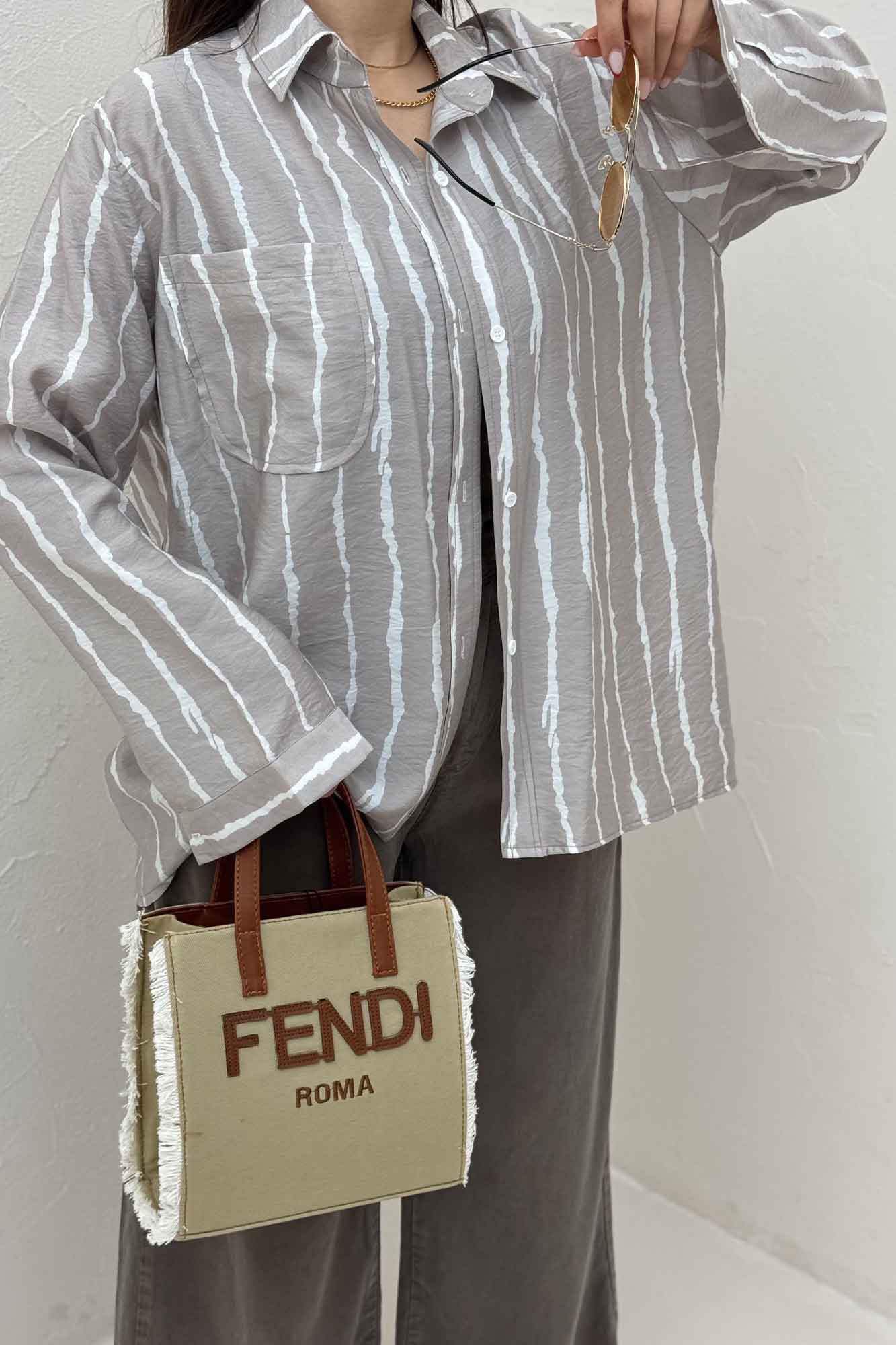 شومیز مانتویی ترک پشت دکمه PERRY