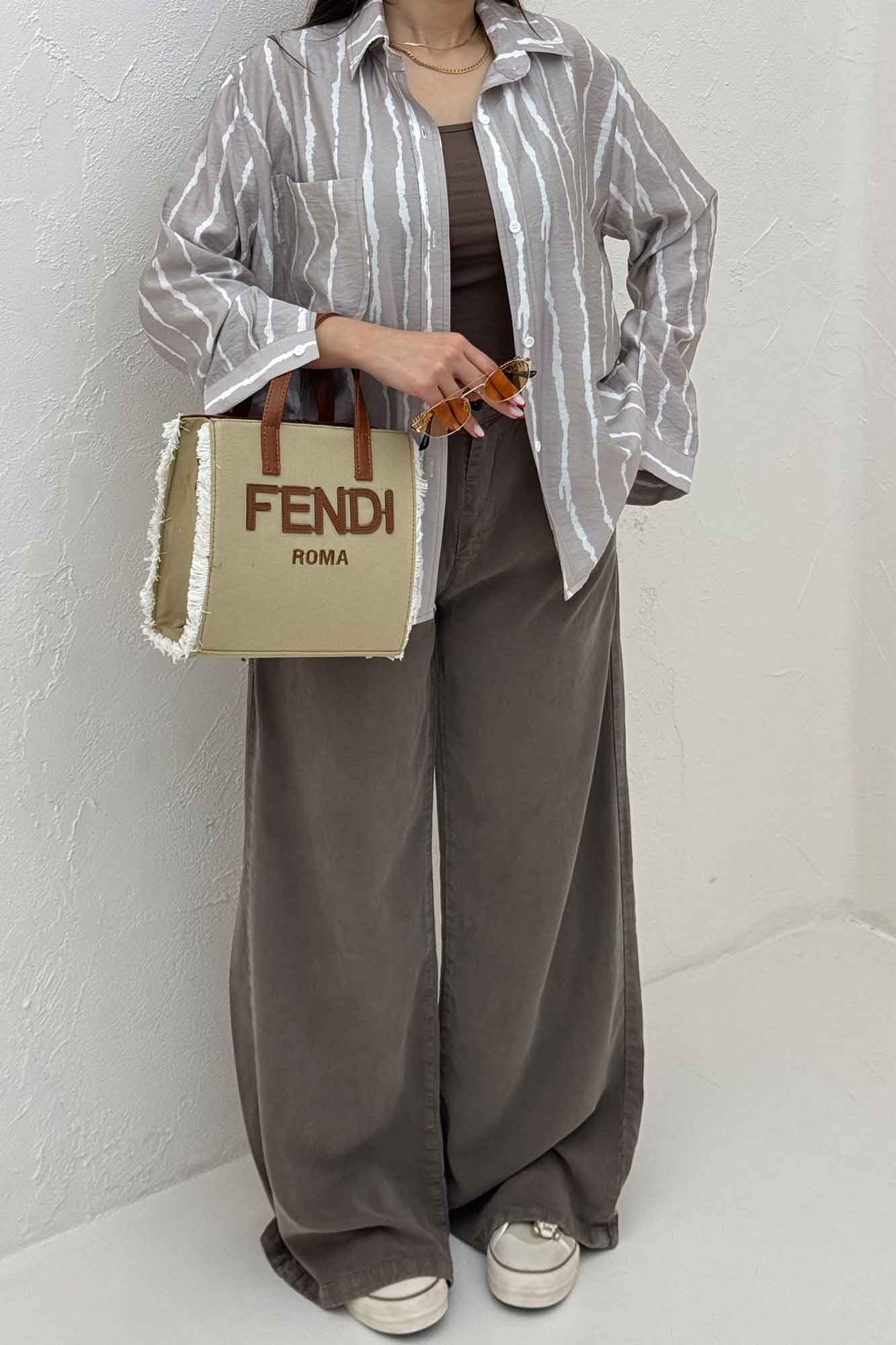 شومیز مانتویی ترک پشت دکمه PERRY