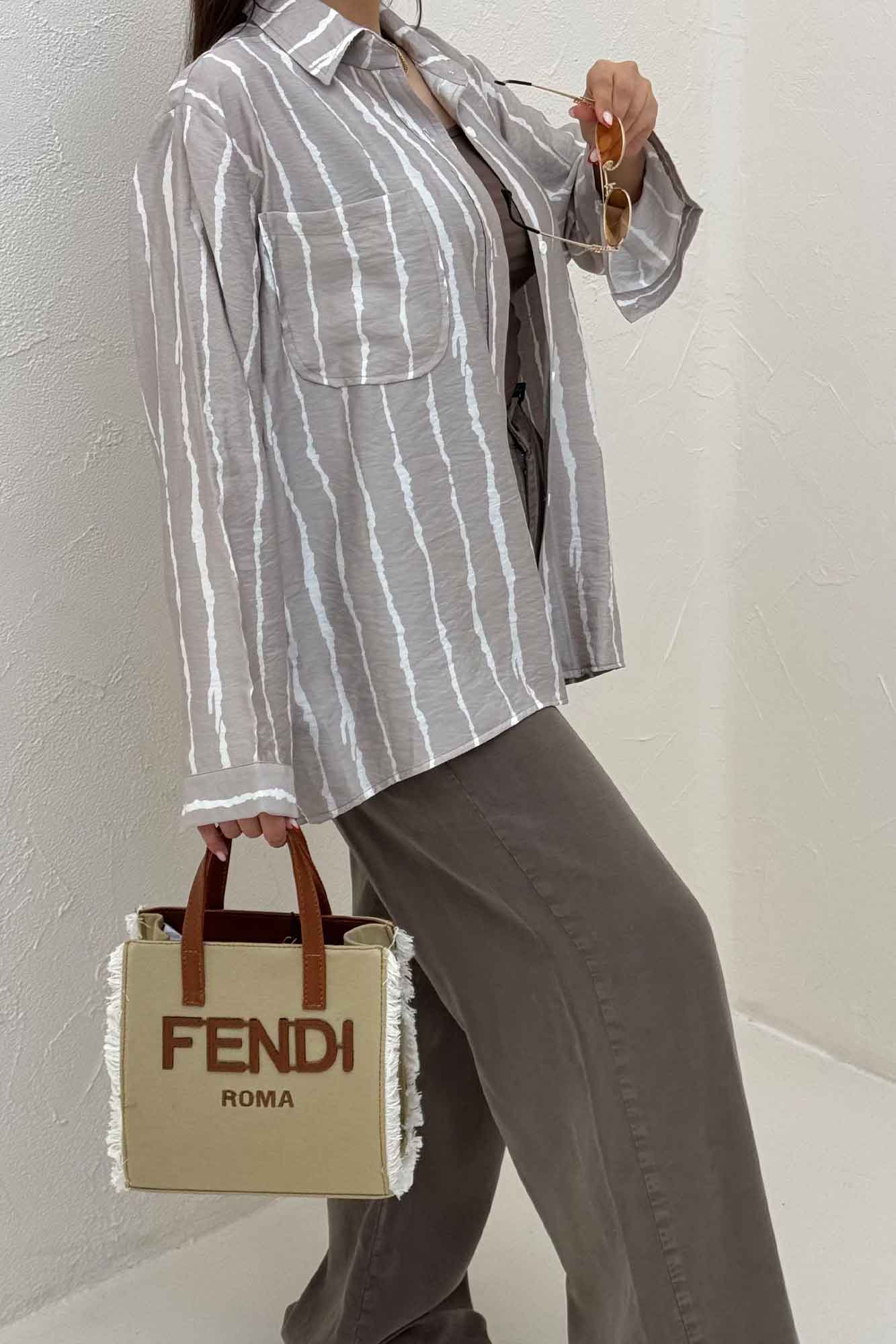 شومیز مانتویی ترک پشت دکمه PERRY