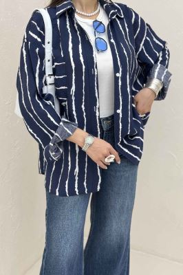 شومیز مانتویی ترک پشت دکمه PERRY