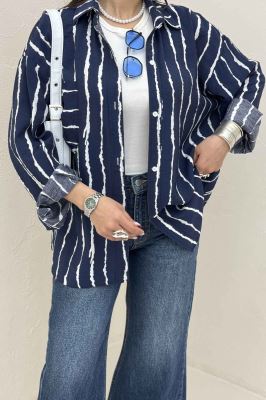 شومیز مانتویی ترک پشت دکمه PERRY