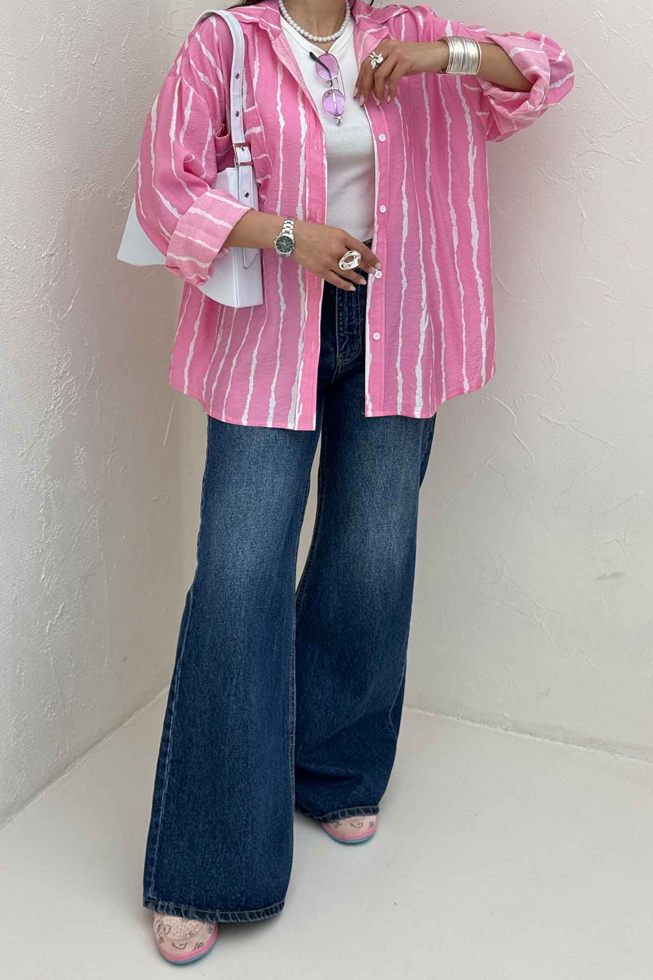 شومیز مانتویی ترک پشت دکمه PERRY