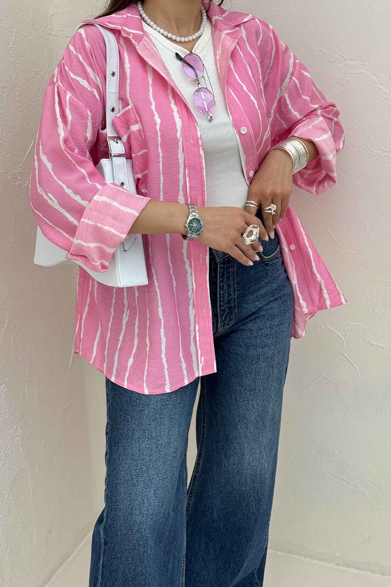 شومیز مانتویی ترک پشت دکمه PERRY