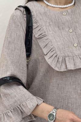 بلوز شانتون زارا یقه چین سه دکمه 