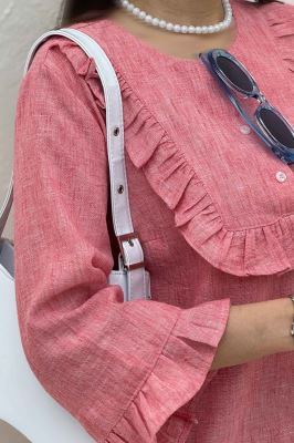 بلوز شانتون زارا یقه چین سه دکمه 