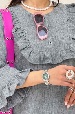 بلوز شانتون زارا یقه چین سه دکمه 