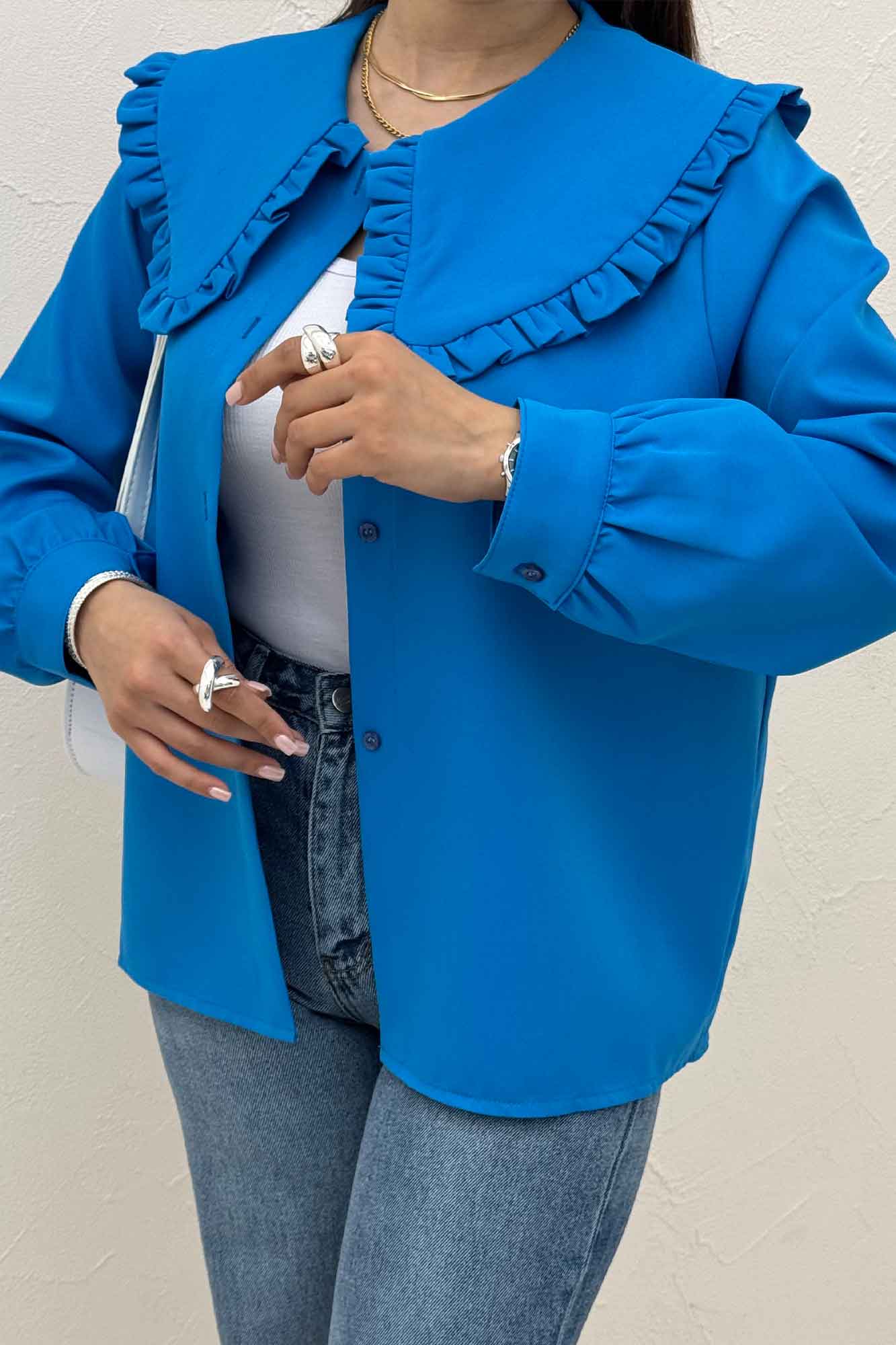 شومیز مانتویی مازراتی یقه ب ب دورچین