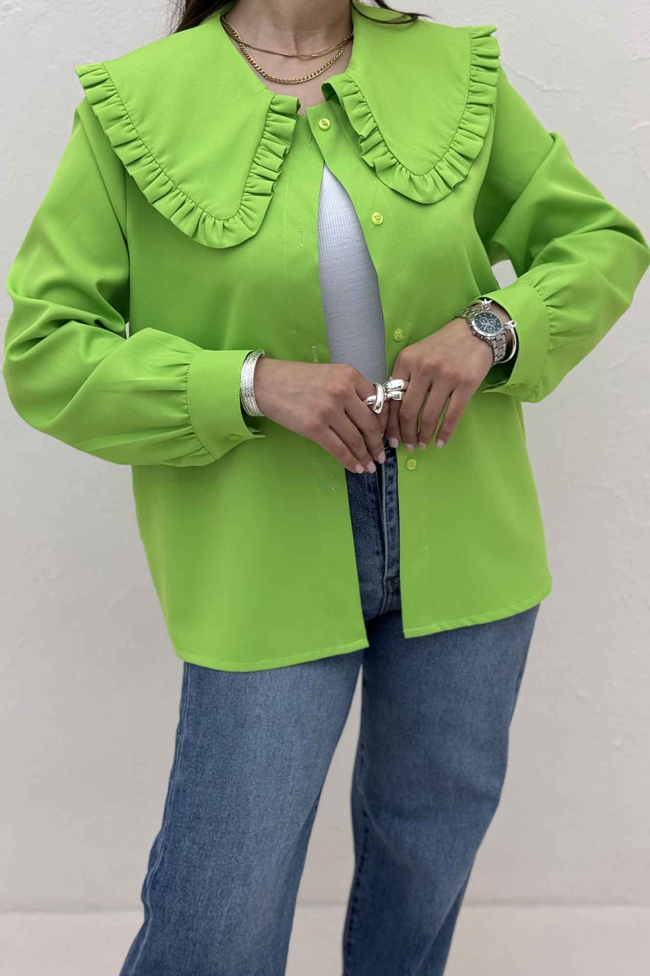 شومیز مانتویی مازراتی یقه ب ب دورچین