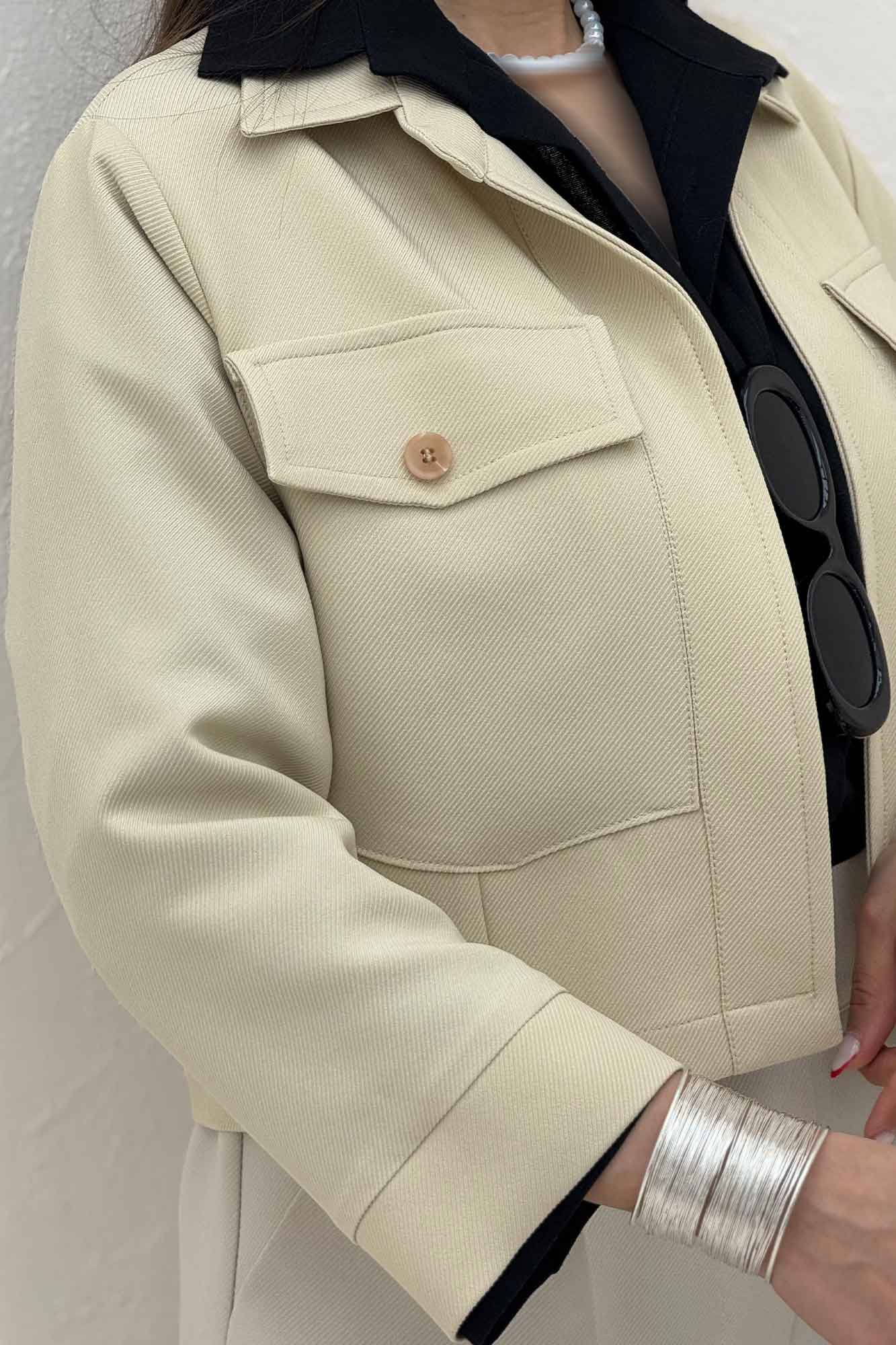 کراپ کت مازراتی کجراه دو جیب پاکتی