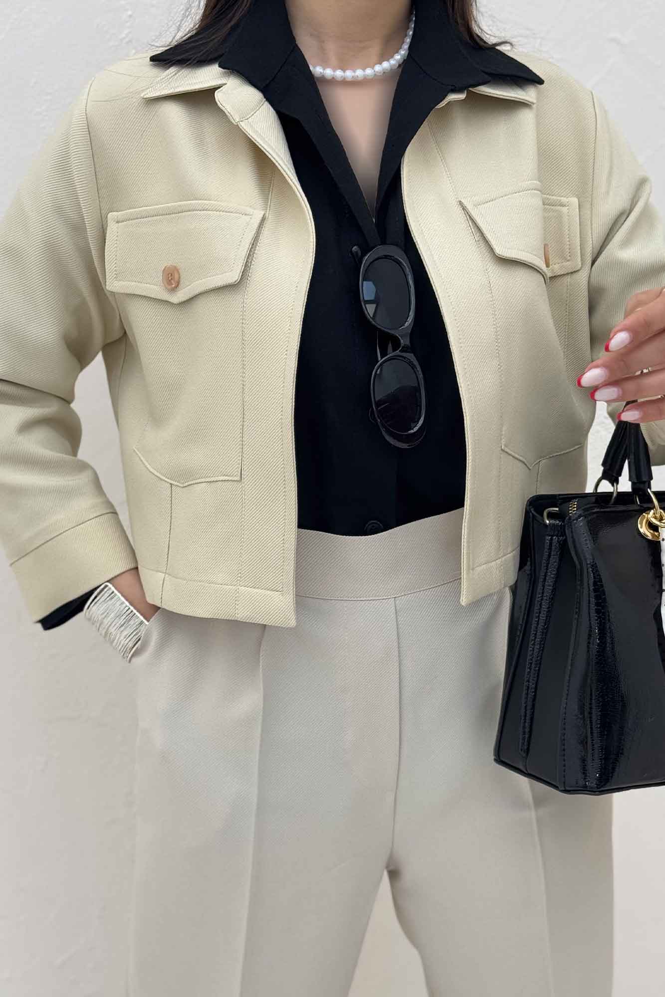 کراپ کت مازراتی کجراه دو جیب پاکتی