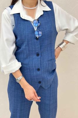 ست ژیله و شلوار شانتون راه راه نبات