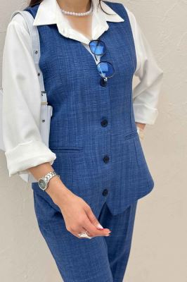 ست ژیله و شلوار شانتون راه راه نبات