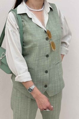 ست ژیله و شلوار شانتون راه راه نبات