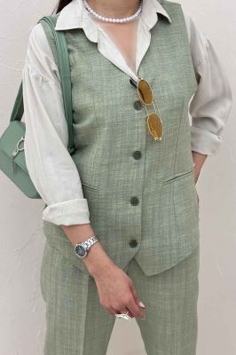 ست ژیله و شلوار شانتون راه راه نبات