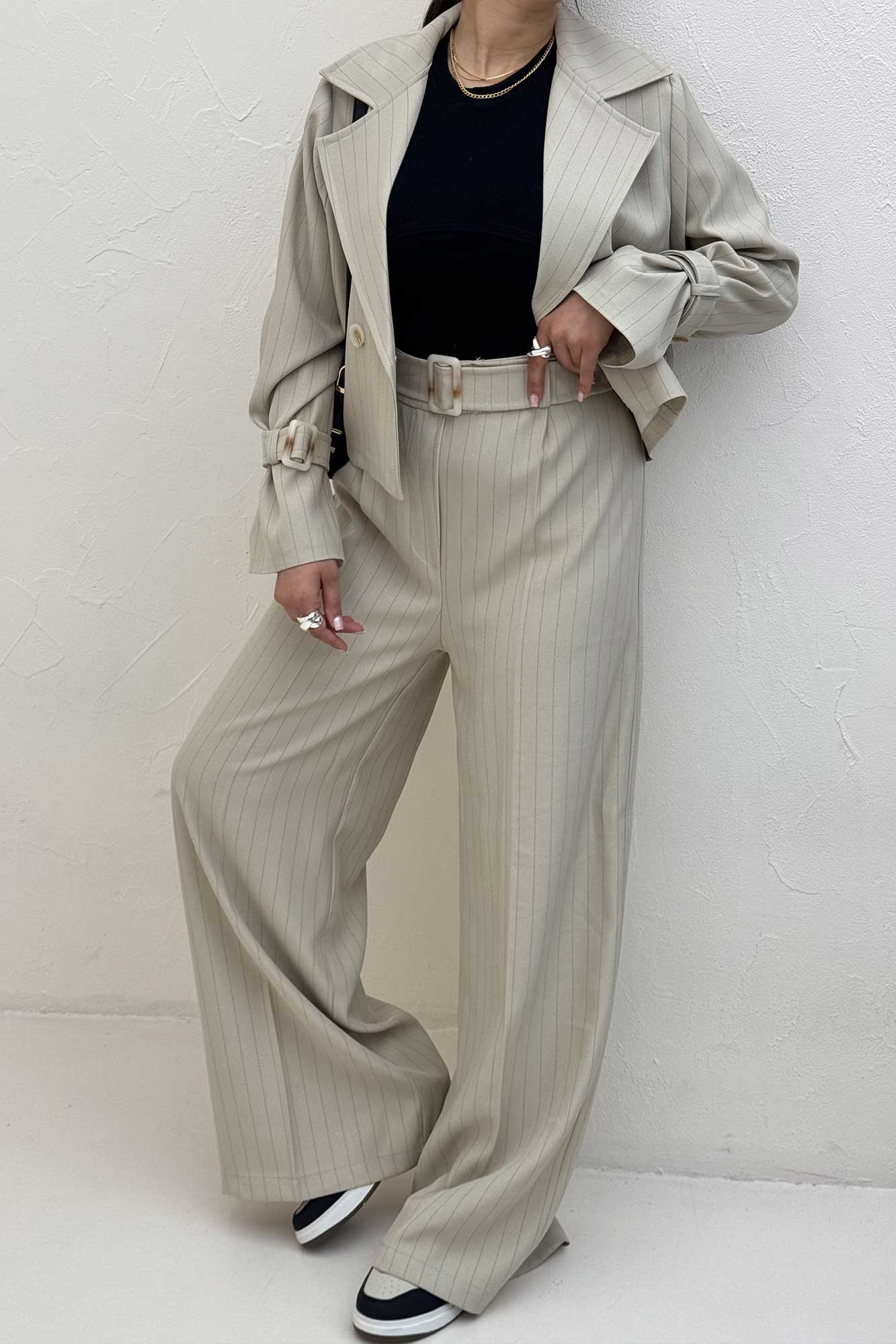 ست 2PS کمربنددار کجراه دیپلمات