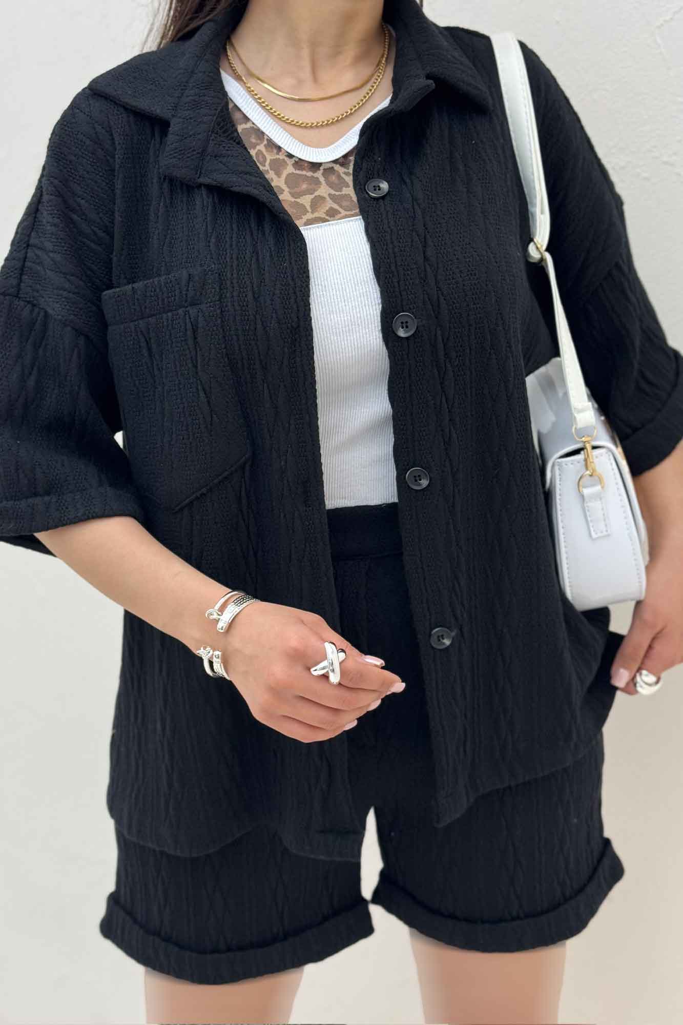 ست شومیز و شورتک مراکشی طرح دار