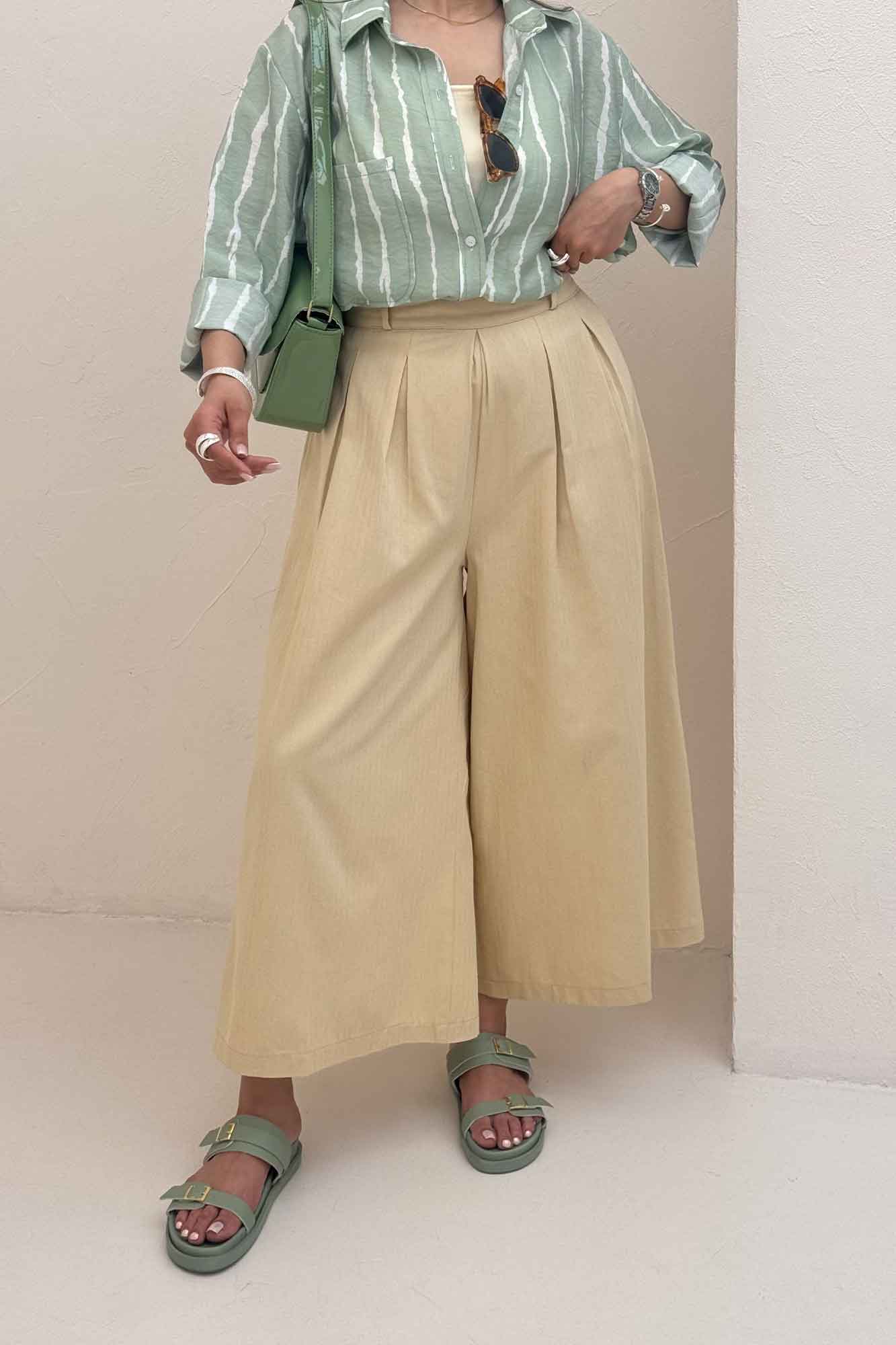 دامن شلواری پیله دار کتان جناقی