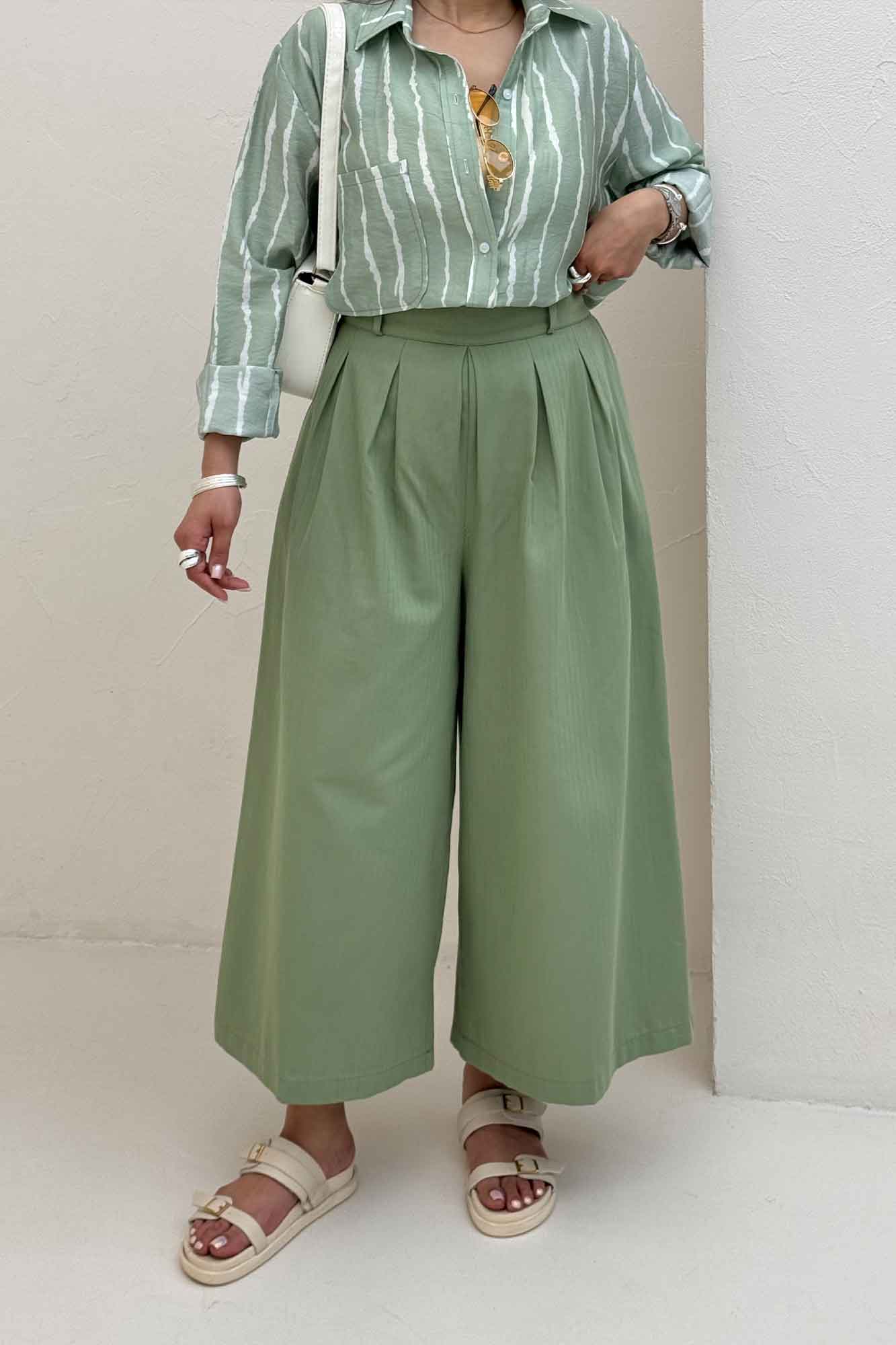 دامن شلواری پیله دار کتان جناقی