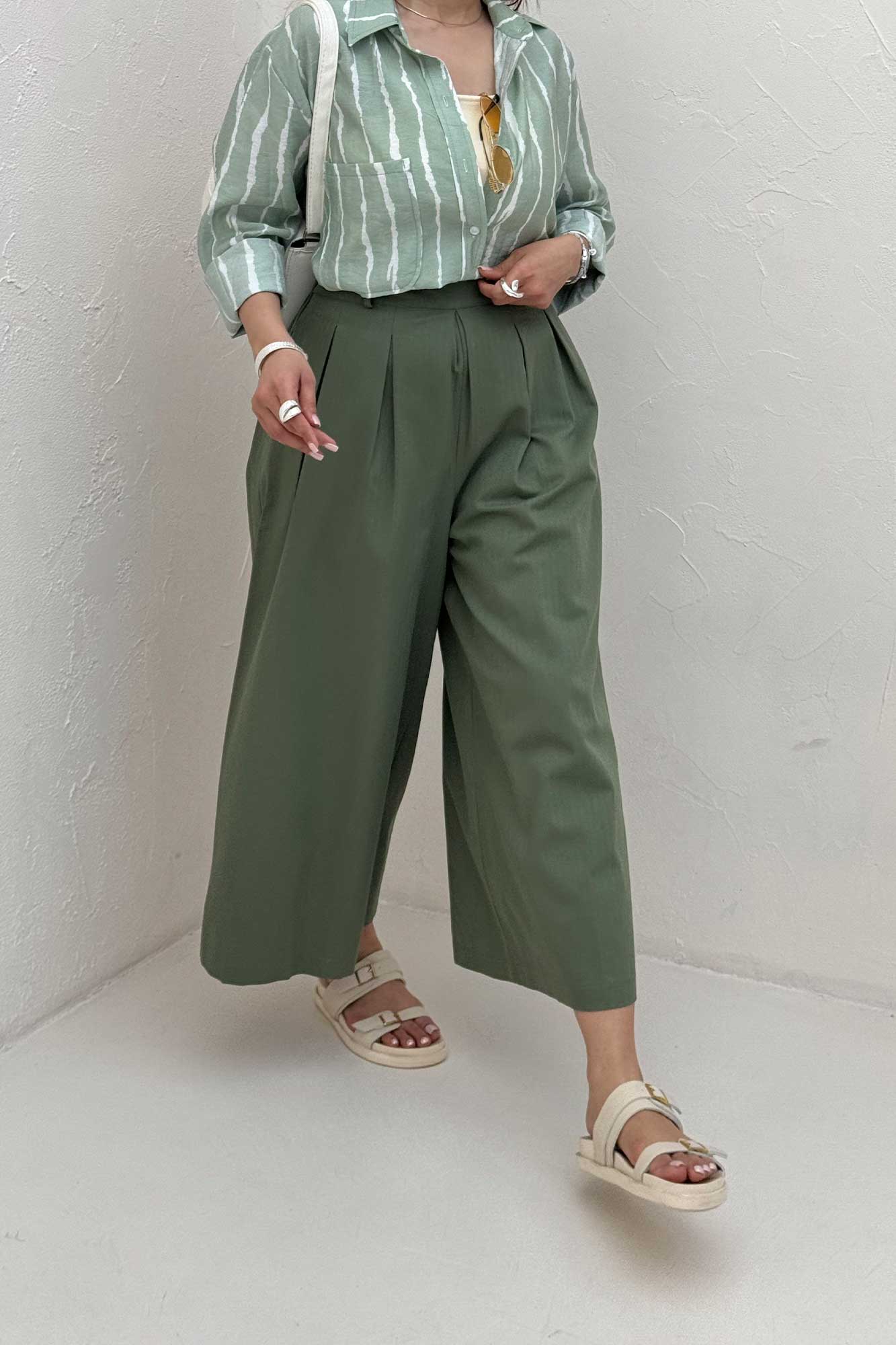 دامن شلواری پیله دار کتان جناقی