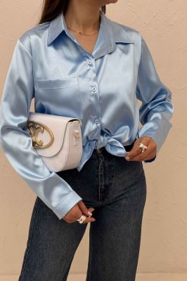 شومیز ساتن تک جیب