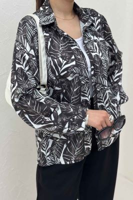 شومیز ساتن حریر دکمه مخفی طرح برگینه