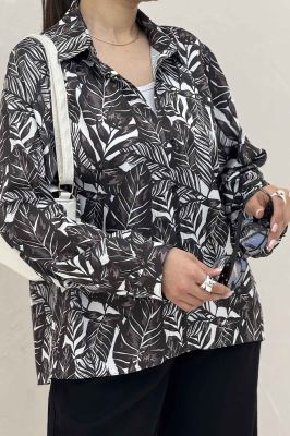 شومیز ساتن حریر دکمه مخفی طرح برگینه