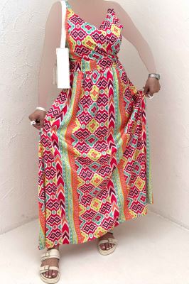 پیراهن ساحلی ساتن حریر طرح کارناوال