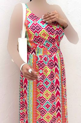 پیراهن ساحلی ساتن حریر طرح کارناوال