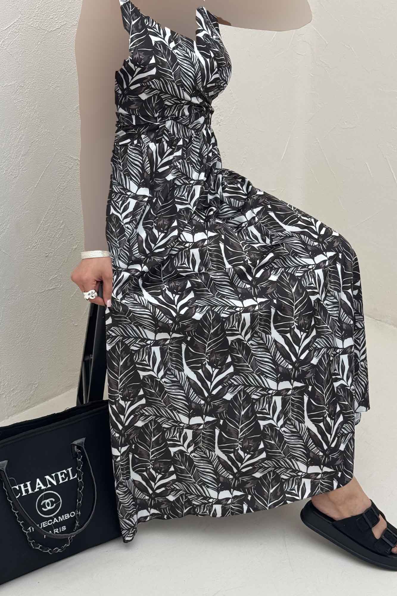 پیراهن ساحلی ساتن حریر طرح برگینه