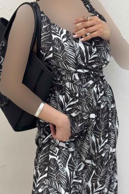 پیراهن ساحلی ساتن حریر طرح برگینه