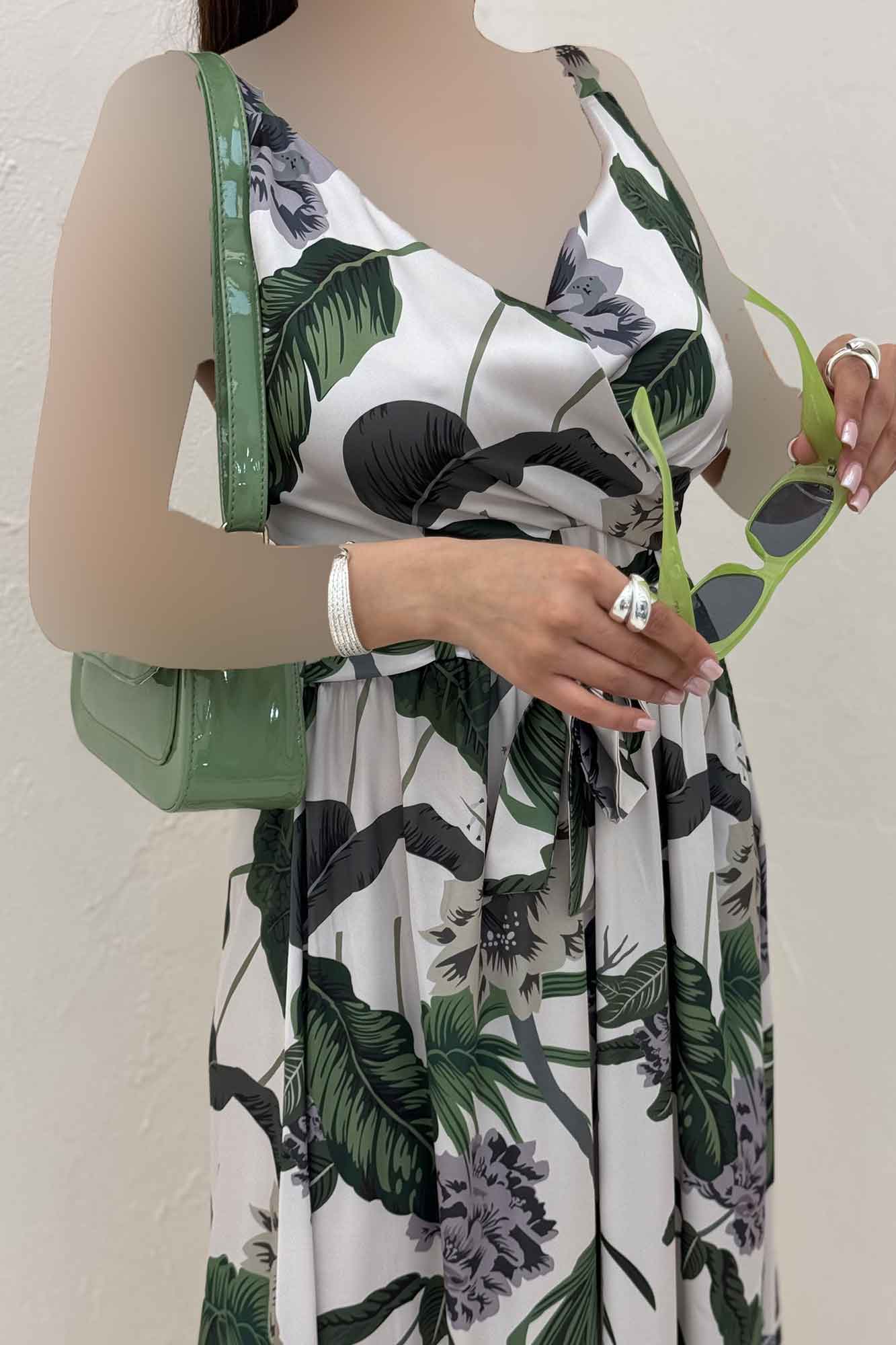 پیراهن ساحلی ساتن حریر طرح هاوایی