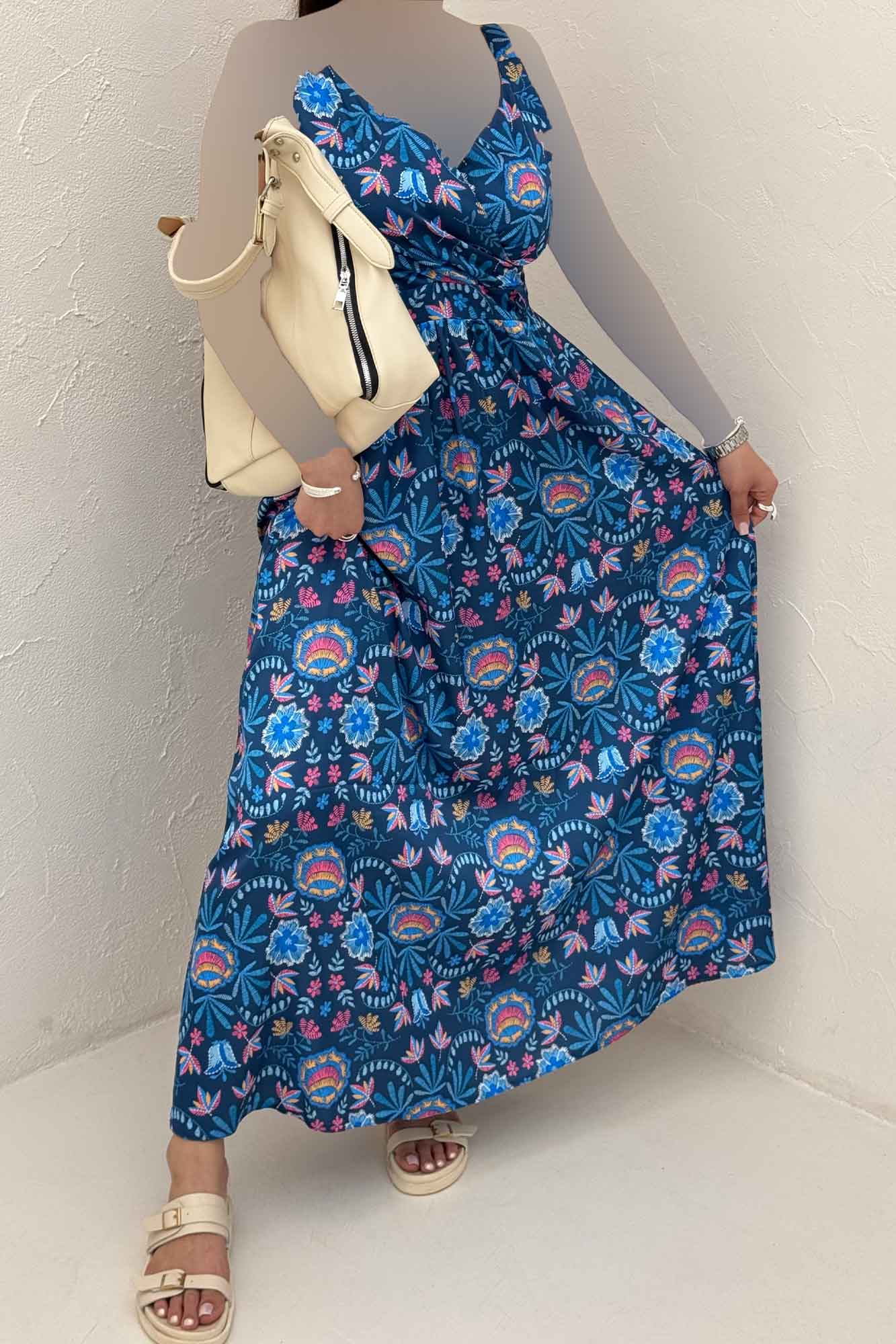 پیراهن ساحلی ساتن حریر طرح نقشینه