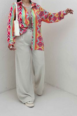 شومیز ساتن حریر طرح کارناوال