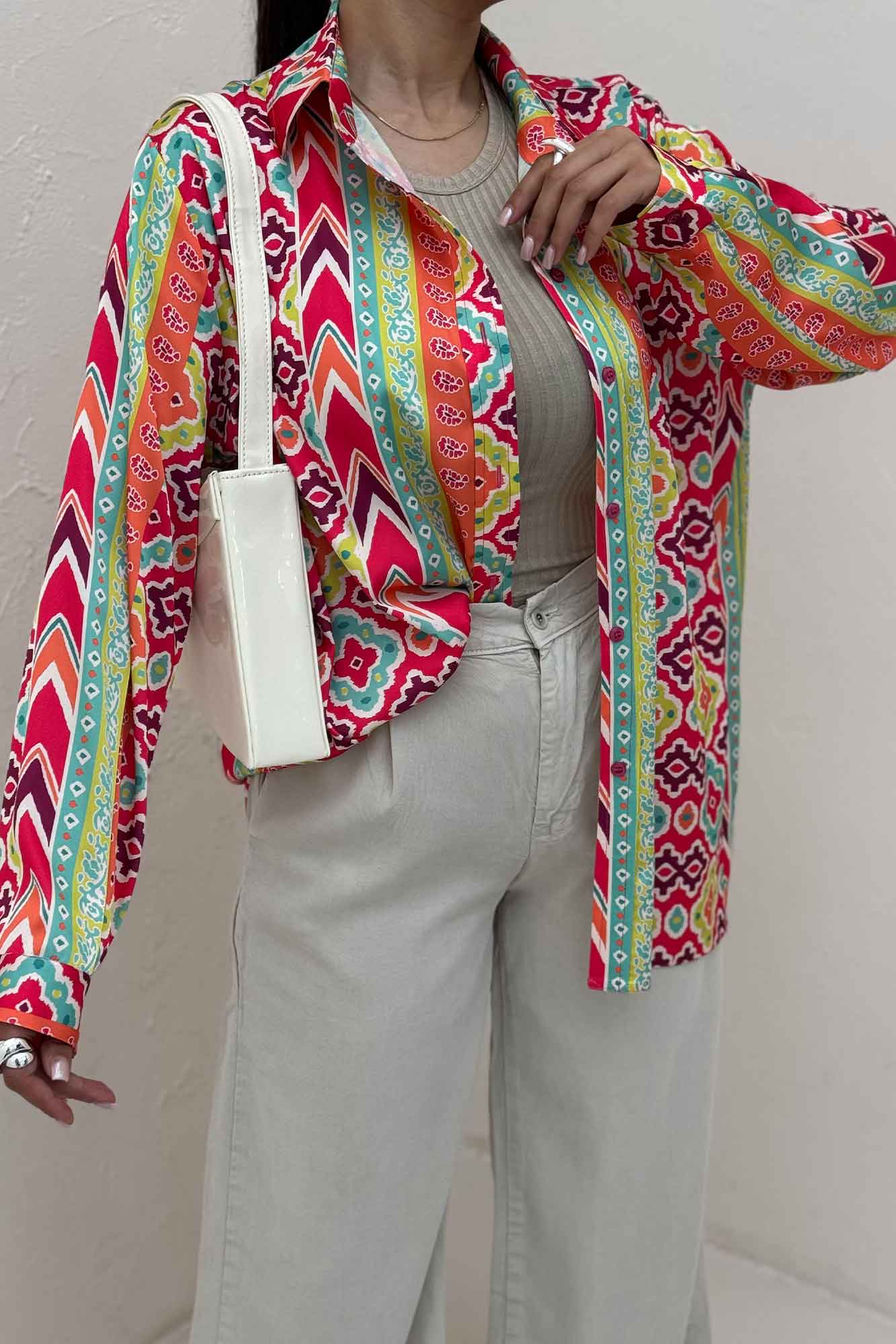 شومیز ساتن حریر طرح کارناوال