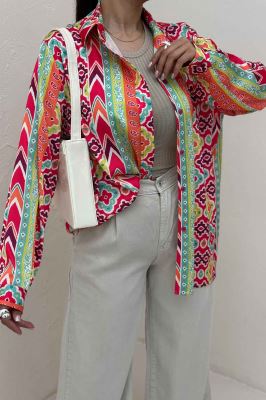 شومیز ساتن حریر طرح کارناوال