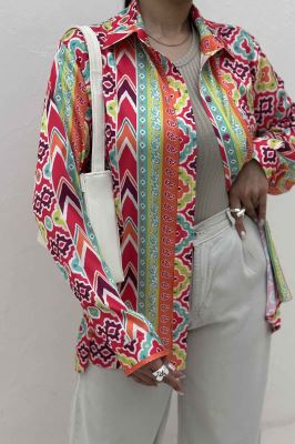 شومیز ساتن حریر طرح کارناوال