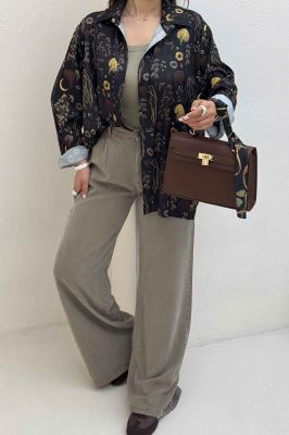 شومیز ساتن حریر طرح ماه برگ