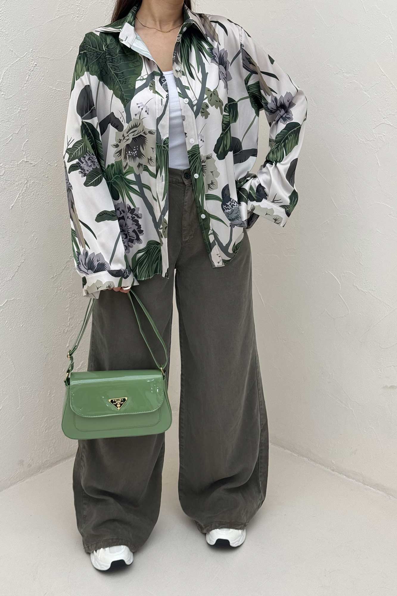 شومیز ساتن حریر طرح هاوایی