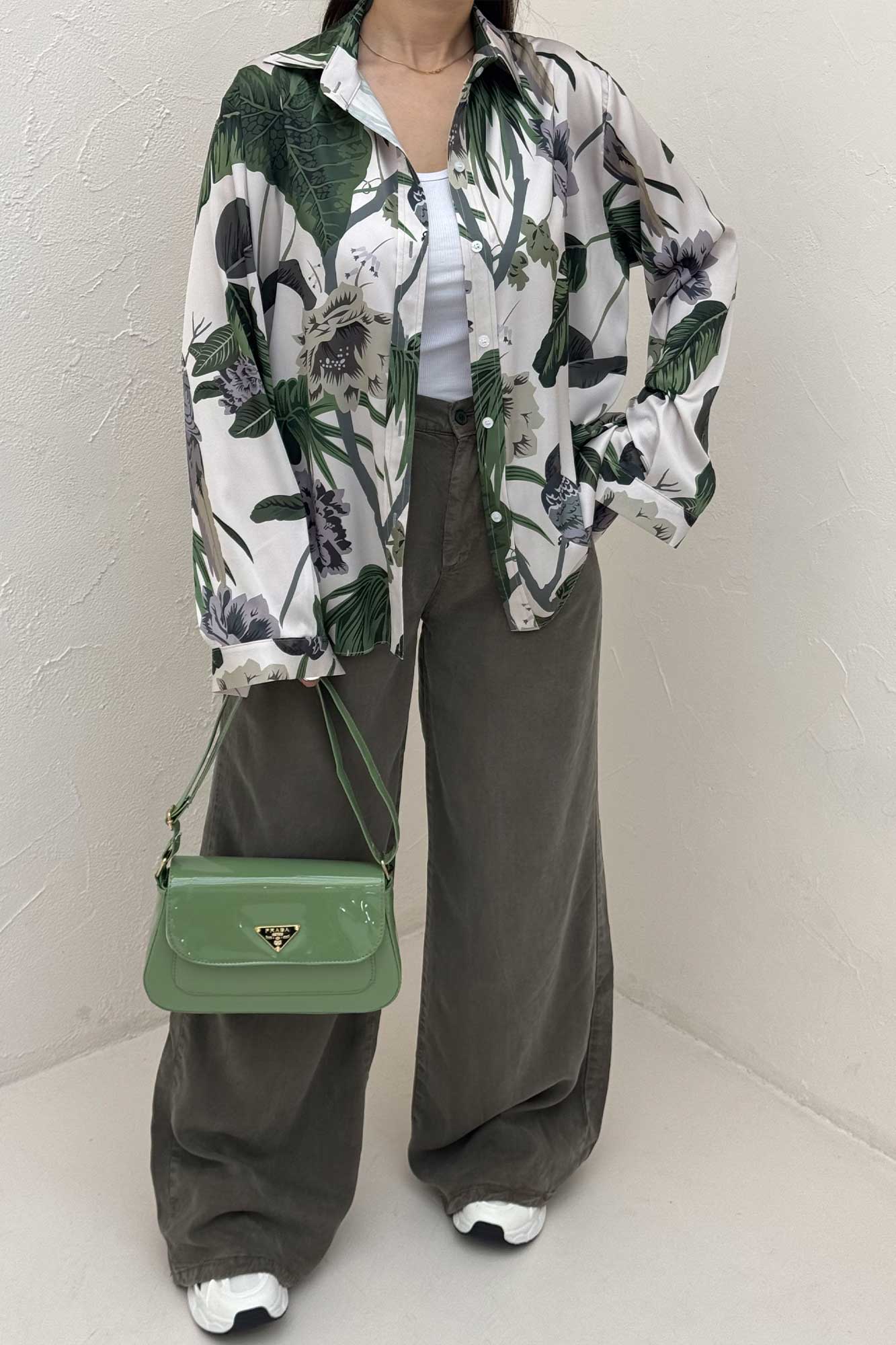 شومیز ساتن حریر طرح هاوایی