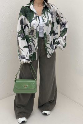 شومیز ساتن حریر طرح هاوایی