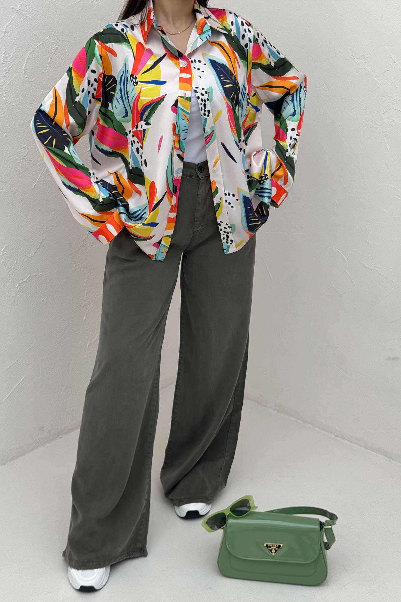 شومیز ساتن حریر طرح استوایی