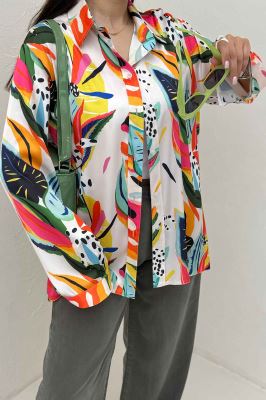 شومیز ساتن حریر طرح استوایی