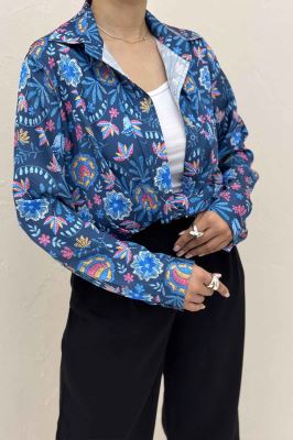 شومیز ساتن حریر طرح نقشینه