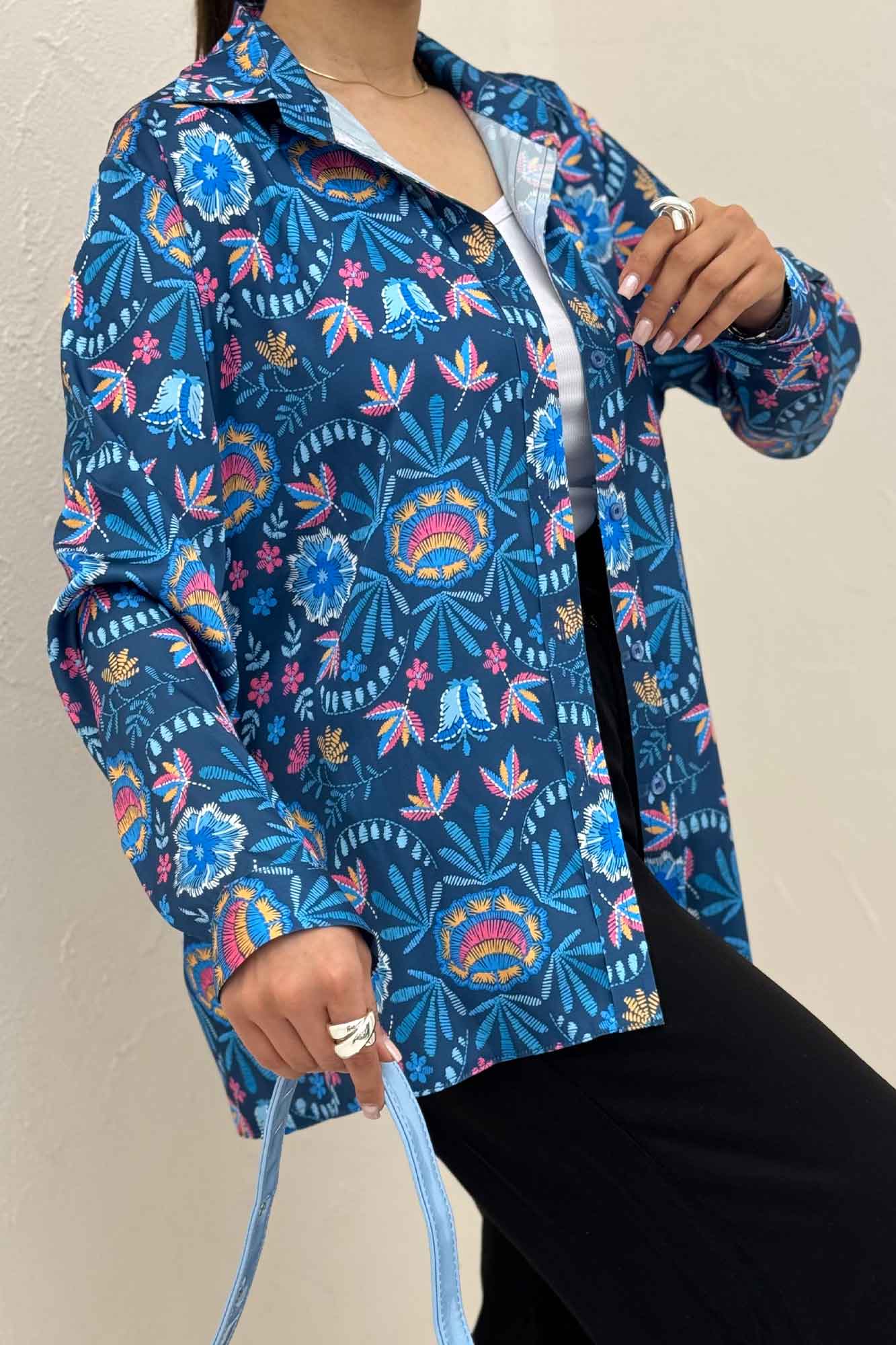 شومیز ساتن حریر طرح نقشینه