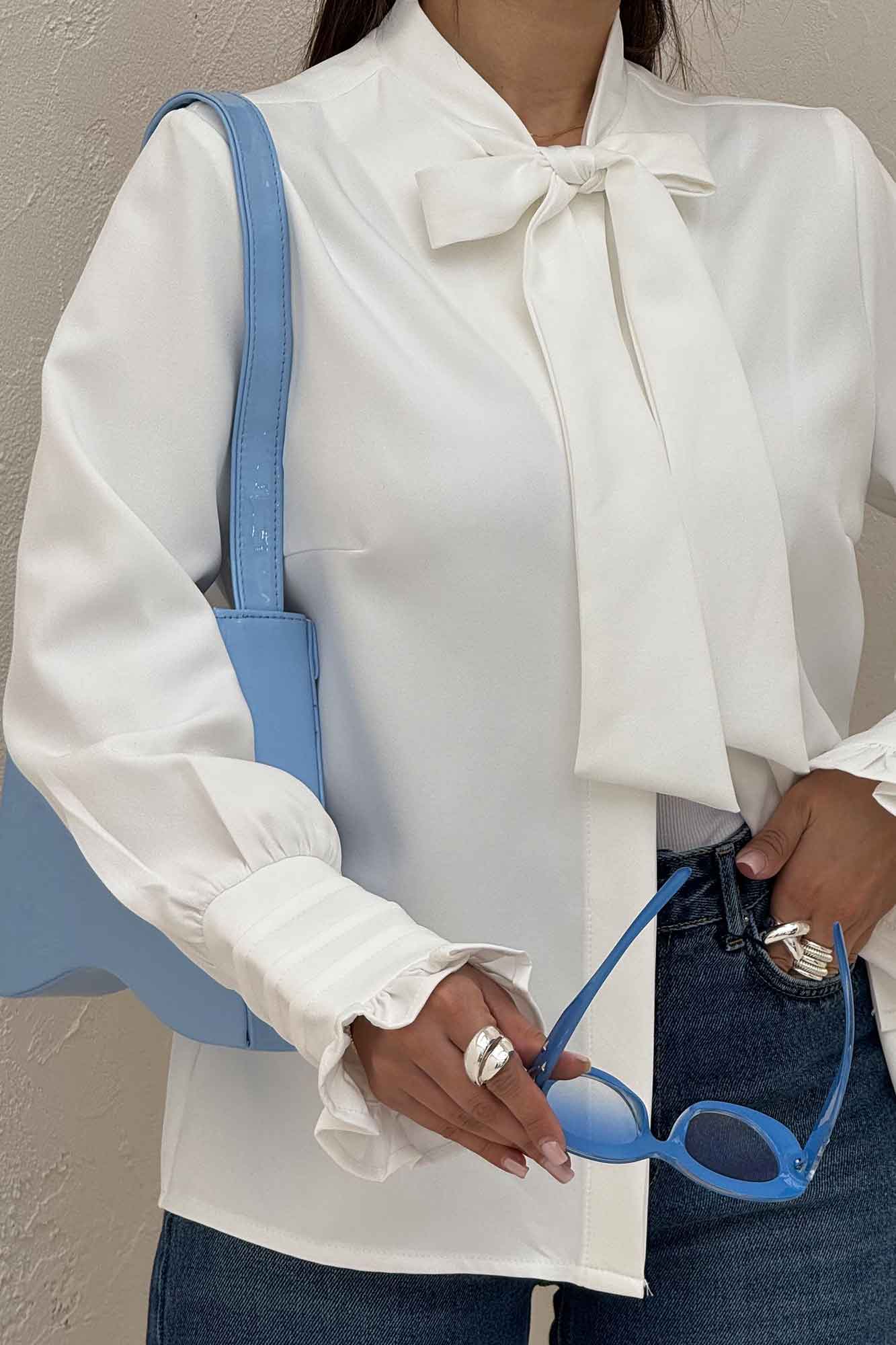 شومیز مانتویی مازراتی یقه کراواتی 