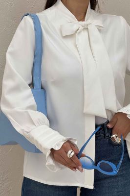 شومیز مانتویی مازراتی یقه کراواتی 