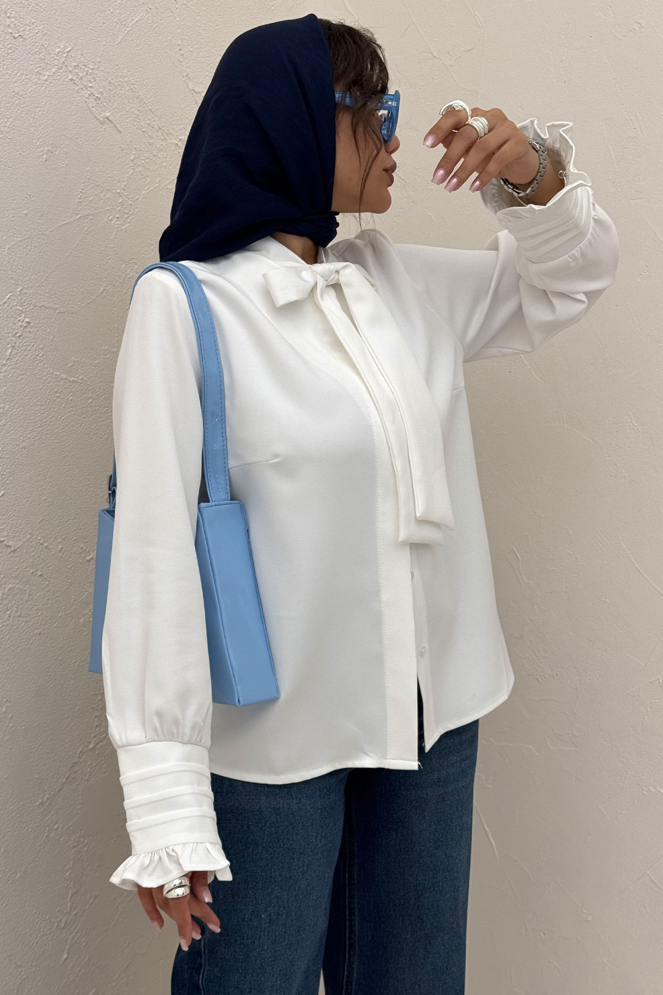 شومیز مانتویی مازراتی یقه کراواتی 