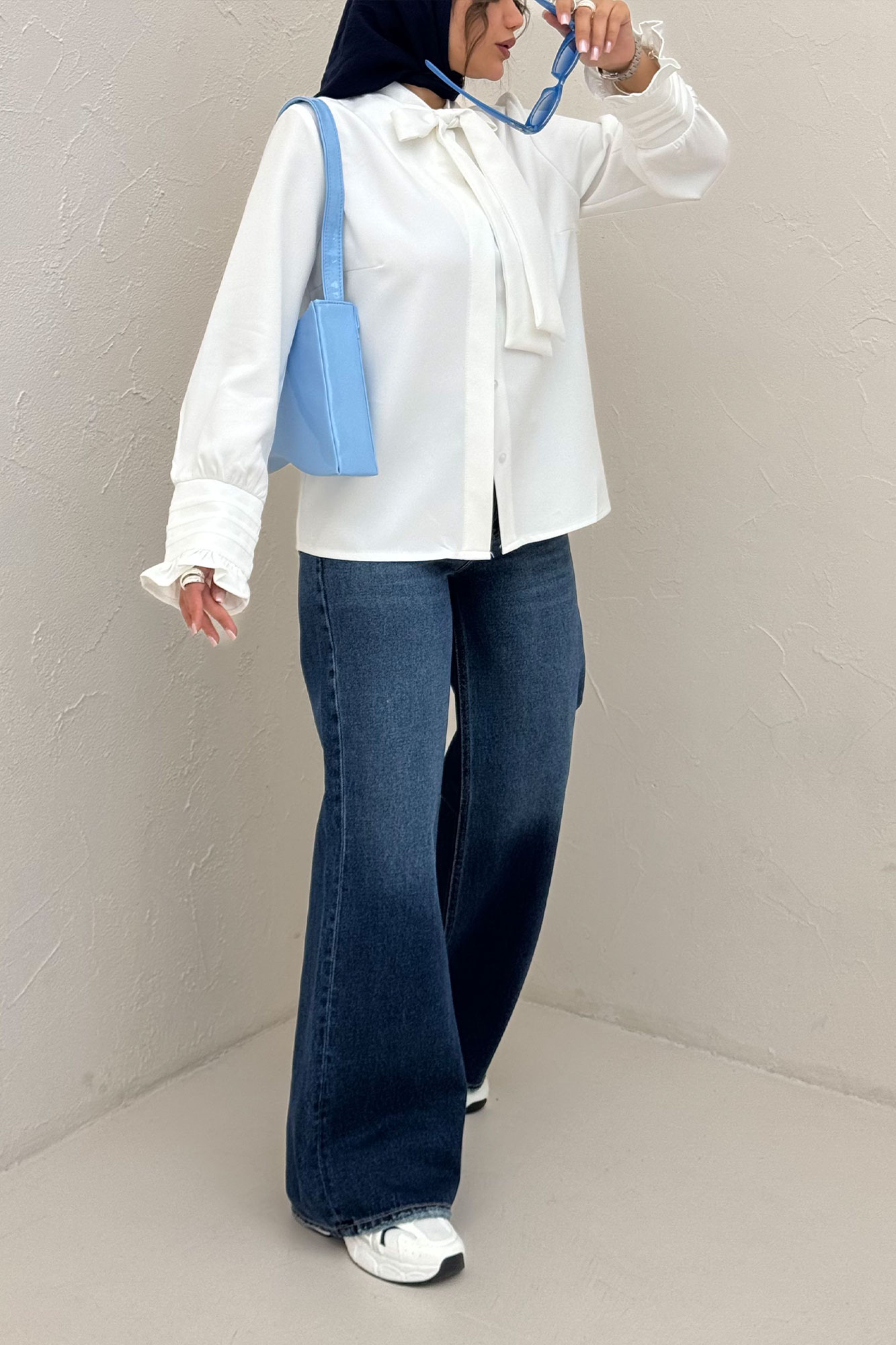 شومیز مانتویی مازراتی یقه کراواتی 