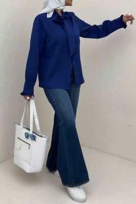 شومیز مانتویی مازراتی یقه کراواتی 